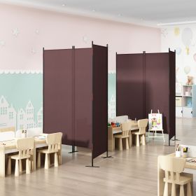 6 Ft Modern Room Divider, 3-Panel Folding Privacy Screen w/ Metal Standing, Portable Wall Partition XH - brown