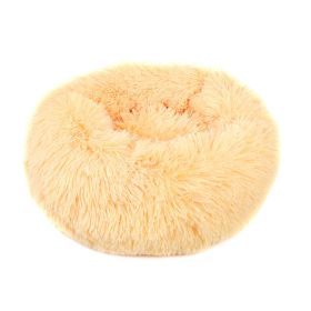 Small Large Pet Dog Puppy Cat Calming Bed Cozy Warm Plush Sleeping Mat Kennel, Round - 31in - Apricot