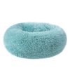 Small Large Pet Dog Puppy Cat Calming Bed Cozy Warm Plush Sleeping Mat Kennel, Round - 16in - Dark Green