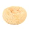 Small Large Pet Dog Puppy Cat Calming Bed Cozy Warm Plush Sleeping Mat Kennel, Round - 16in - Apricot