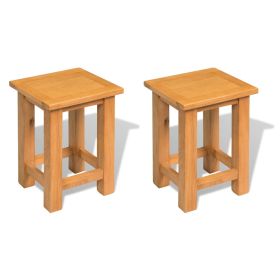 End Tables 2 pcs 10.6"x9.5"x14.6" Solid Oak Wood - Brown