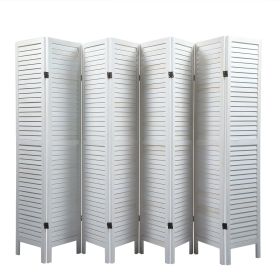 Sycamore wood 8 Panel Screen Folding Louvered Room Divider - Old white