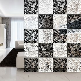 Room Divider Panels, 12/24 Pcs - White+Black - 24 PCS