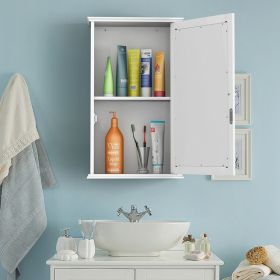 Wall Mounted Bedroom Mirror Jewelry Cabinet Bathroom Storage Box - white