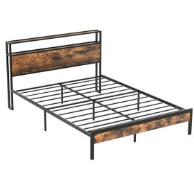 Twin/Full/Queen Bed Frame with Storage Headboard and Charging Station - Queen Size