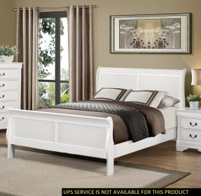 Classic Louis Philipe Style White Queen Size Bed 1pc Traditional Design Bedroom Furniture Sleigh Bed - as Pic