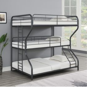 Furniture Triple Bunk Bed, FULL/Twin/FULL, black - as Pic