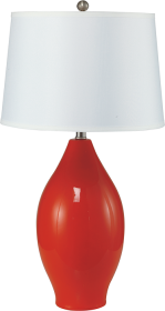 28"H RED LEMON SHAPE CERAMIC TABLE LAMP - as Pic