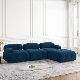 Modular Sectional Sofa, Button Tufted Designed and DIY Combination,L Shaped Couch with Reversible Ottoman, Navy Velvet   - Velvet - Navy