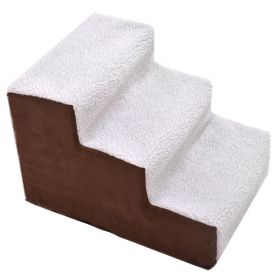 3 Steps Pet Stairs for Dogs and Cats - brown&white - as Pic
