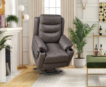 Liyasi Electric Power Lift Recliner Chair with 1 Motor, 3 Positions, 2 Side Pockets, Cup Holders,Suede fabric - as Pic