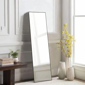 Floor Standing Mirror, Wall Mirror with Stand Aluminum Alloy Thin Frame,31''*71'',Black-rect - as Pic