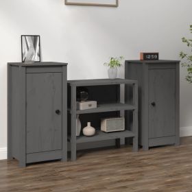 Sideboards 2 pcs Gray 15.7"x13.8"x31.5" Solid Wood Pine - Gray