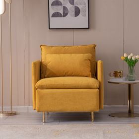 Modern fabric accent armchair,upholstered single sofa chair,Yellow Cotton Linen-30.7'' - as Pic