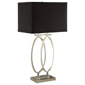 Brushed Nickel and Black Rectangular Shade Accent Lamp - as Pic