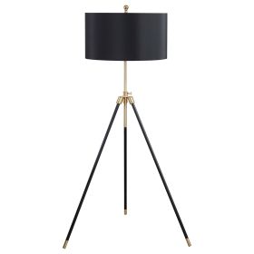 Black and Gold Tripod Drum Shade Floor Lamp - as Pic