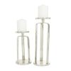 CosmoLiving by Cosmopolitan 2 Candle Silver Aluminum Geometric Pillar Candle Holder, Set of 2 - CosmoLiving by Cosmopolitan