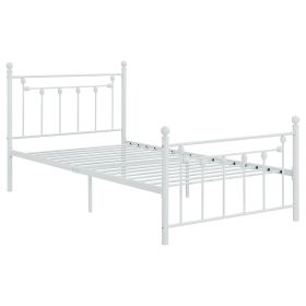 Matte White Slatted Twin Platform Bed - as Pic