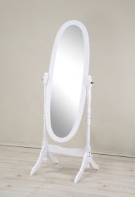 Traditional Queen Anna Style Wood Floor Cheval Mirror, White Finish - as Pic