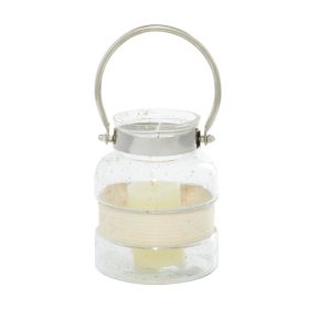 The Novogratz Clear Glass Decorative Candle Lantern with Curved Handle - The Novogratz