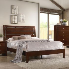 Rich Merlot Slatted Queen Panel Bed - as Pic