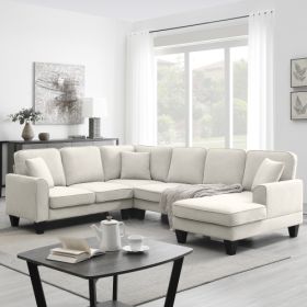 108*85.5" Modern U Shape Sectional Sofa, 7 Seat Fabric Sectional Sofa Set with 3 Pillows Included for Living Room, Apartment, Office,3 Colors  - Beige