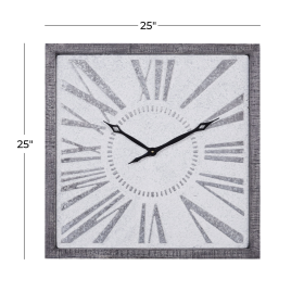 DecMode 25" Gray Metal Wall Clock - DecMode