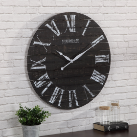 FirsTime & Co. Black Midnight Planks Wall Clock, Farmhouse, Analog, 29 x 2 x 29 in - FirsTime