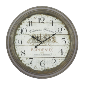 DecMode 23" White Metal Wall Clock with Bordeaux - DecMode
