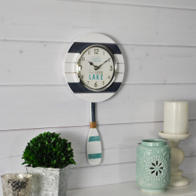 FirsTime & Co. White Oar Pendulum Wall Clock, Coastal, Analog, 8 x 2.5 x 17.5 in - FirsTime