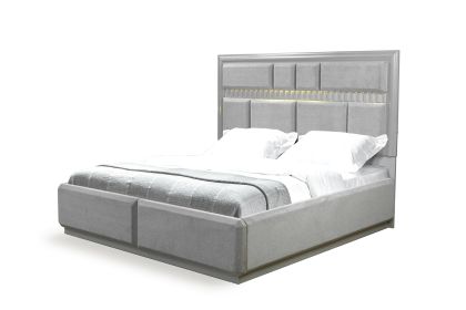 Da Vinci Modern Style Queen Bed Made with Wood in Gray - as Pic