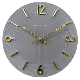Westclox Contemporary 16" Analog QA Wall Clock-Gray with Raised Gold Numbers - Accurate Timekeeping - Westclox
