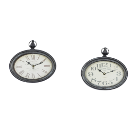 DecMode 12"H, 11"W Cream Metal Pocket Watch Style Wall Clock (2 Count) - DecMode