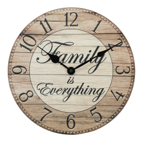 Westclox Light Brown Analog "Family Is Everything" Farmhouse Style 11" Analog QA MDF Wall Clock - Westclox