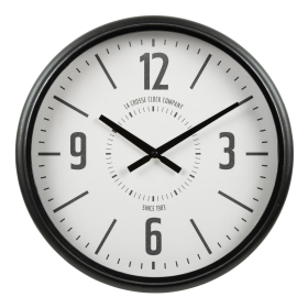 La Crosse Clock 16-inch Sullivan Black Industrial Quartz Analog Clock, 404-3041C - La Crosse Technology