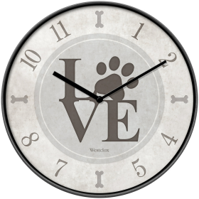 Westclox Gray Love Paws 10" Analog QA Wall Clock - Cute and Stylish Timekeeping for Animal Lovers. - Westclox