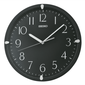 Seiko 12" Quartz Traditional Round Black Analog Quartz Wall Clock, QHA007KLH - Seiko