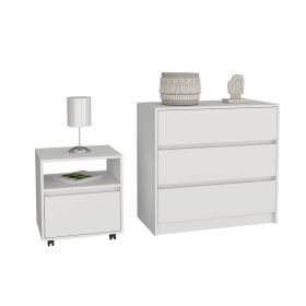 Milford 2 Piece Bedroom Set, Nightstand + Dresser, White - as Pic