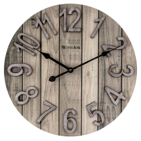 Westclox 15.5" Brown Farmhouse Style Wood Grain Analog QA Wall Clock with Raised Numbers - Westclox