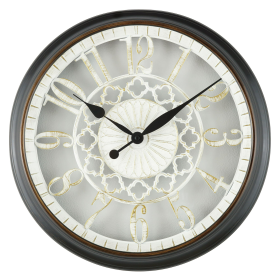 Mainstays 10" Indoor Round White & Oil Rubbed Bronze Analog Arabic Number Wall Clock - Mainstays