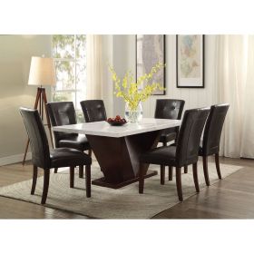 ACME Forbes Dining Table in White Marble & Walnut 72120 - as Pic