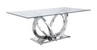ACME Finley Dining Table, Clear Glass & Mirrored Silver Finish 68260 - as Pic