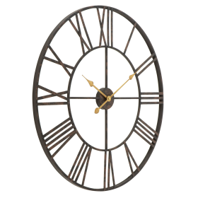 Solange Round Analog Metal Wall Clock - 30" Dark Brown - Aspire Home Accents