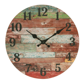 Stonebriar 12" Red Analog Round Farmhouse Battery Operated Wall Clock - STONEBRIAR