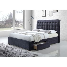 ACME Drorit Eastern King Bed in Dark Gray Fabric 25677EK - as Pic