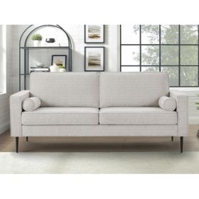 Living Room Upholstered Sofa with high-tech Fabric Surface/ Chesterfield Tufted Fabric Sofa Couch, Large-White - White - Chenille