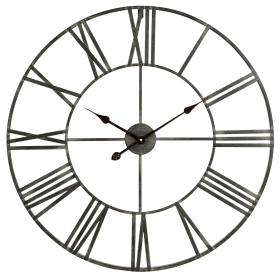 Solange Round Metal Wall Clock - 30" Gray - Aspire Home Accents