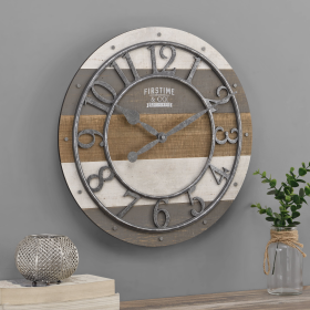 FirsTime & Co. Multicolor Shabby Pallet Wall Clock, Farmhouse, Analog, 16 x 2 x 16 in - FirsTime