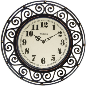 Westclox Wrought Iron Style Bronze Analog Quartz Accuracy 12" Round Wall Clock - Westclox