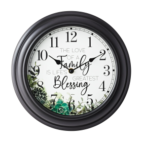 Mainstays 12" Inspiration Analog Wall Clock "The Love of a Family Is Life's Greatest Blessing", Blk - Mainstays
